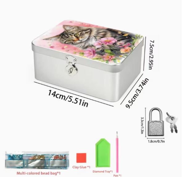 Diamond Painting Metall Aufbewahrungsbox Katze